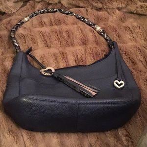 Brighton bag, navy leather with silver accents.